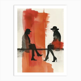 Two Women Sitting On A Bench 1 Art Print