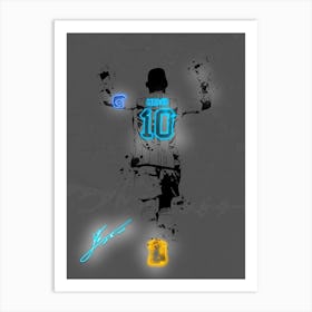 Lionel Messi Neon Signature Art Print