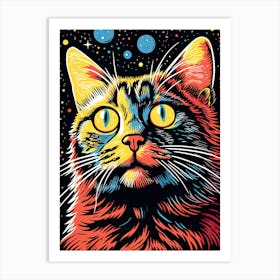 Stellar Whiskershimmer, Psychedelic Cats series Art Print