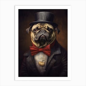 Gangster Dog Pug Art Print