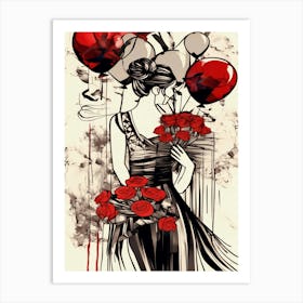 Dancer, Roses, Balloons Art Print