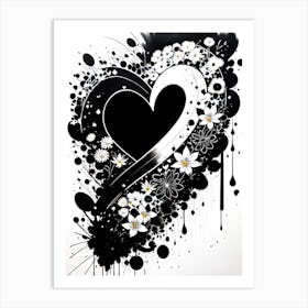 Black And White Heart 2 Art Print