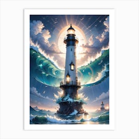 A Lighthouse In The Middle Of The Ocean 40 Art Print