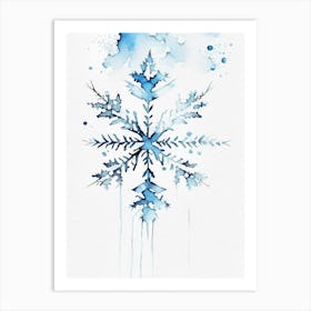 Nature, Snowflakes, Minimalist Watercolour 1 Art Print