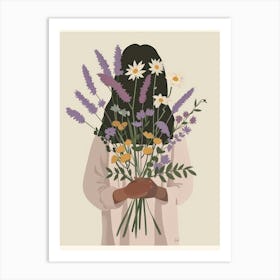 Spring Girl With Purple Flowers 4 Art Print