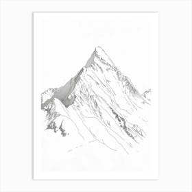 K2 Pakistan China Line Drawing 3 Art Print