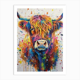 Hairy Cow Colourful Painting Art Print