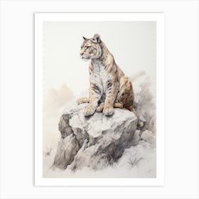 Storybook Animal Watercolour Cougar 1 Art Print