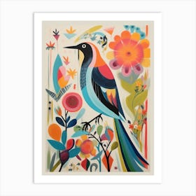 Colourful Scandi Bird Swallow 1 Art Print