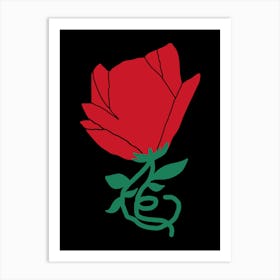 Rose red and black Art Print