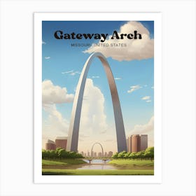 Gateway Arch Missouri Monument Travel Art Illustration Art Print
