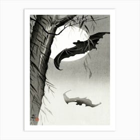 Bats Under The Full Moon (1900 1936), Ohara Koson Art Print