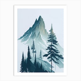 Mountain And Forest In Minimalist Watercolor Vertical Composition 326 Art Print