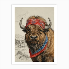 Buffalo Bandana Art Print