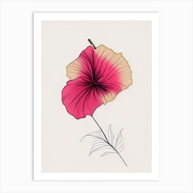 Hibiscus Floral Minimal Line Drawing 2 Flower Art Print