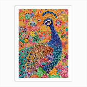 Floral Maximalism Peacock Art Print