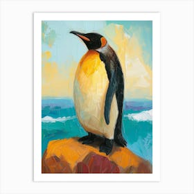 King Penguin Sea Lion Island Colour Block Painting 3 Art Print
