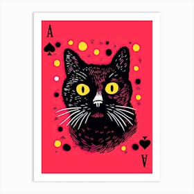 Playing Cards Cat 2 Pink And Black Art Print