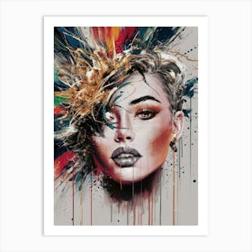 Woman With Paint Splatters Art Print