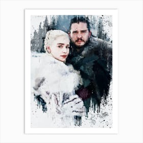 Jon Snow & Daenerys Game Of Thrones Paint Art Print