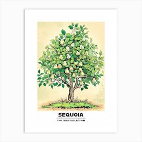 Sequoia Tree Storybook Illustration 4 Poster Art Print