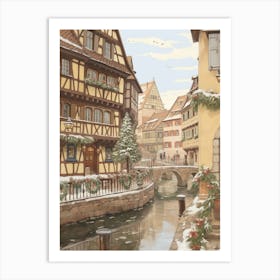 Vintage Winter Illustration Colmar France 3 Art Print