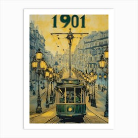 Aihrgdesign A Vintage Travel Poster Of An Electric Tram Glidi 25bf6cc8 D0c6 4d3f 9e12 7cfffa85fc8d 0 Art Print