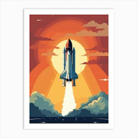 Space Shuttle Launch Vector Illustration Art Print