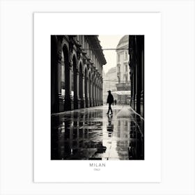 Poster Of Milan, Italy, Black And White Analogue Photography 1 Art Print