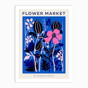 Blue Flower Market Poster Bleeding Heart Dicentra 2 Art Print