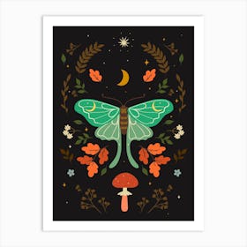 Moth Scandinavian Boho Art Print