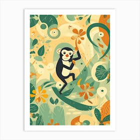 Monkey Jungle Cartoon Illustration 2 Art Print