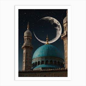 Moon And Mosque Art Print