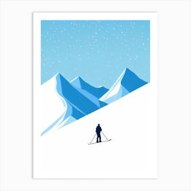 Les Deux Alpes, France Minimal Skiing Poster Art Print