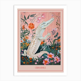 Floral Animal Painting Crocodile 2 Poster Art Print