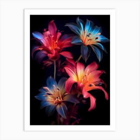 colorful abstract Lilies Art Print