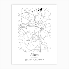 Aiken,United States Minimalist Map Art Print