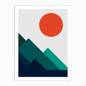 Watercolor geometric landscape 3 Art Print