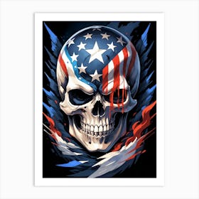 American Flag Floral Face Evil Death Skull (22) Art Print