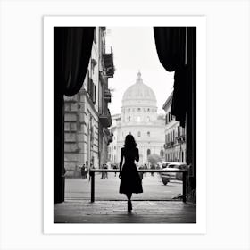 Rome, Italy, Mediterranean Black And White Photography Analogue 2 Art Print