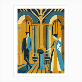 1920s Art Deco Scene With Elegant Figures And Architecture 1 Art Print