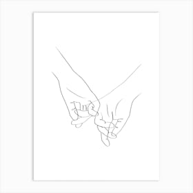 Couple hands line art 1 Art Print