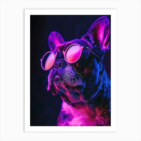 Beautiful Dog Under Neon Lights 13 Art Print