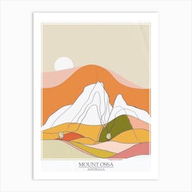 Mount Ossa Australia Color Line Drawing 12 Poster Art Print