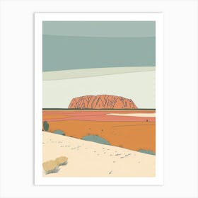 Ayers Rock Australia Color Line Drawing (4) Art Print