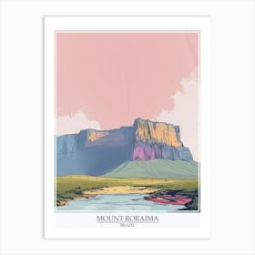 Mount Roraima Venezuela Brazil Color Line Drawing 1 Poster Art Print