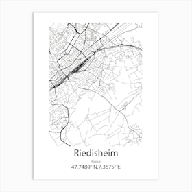 Riedisheim,France Minimalist Map Art Print