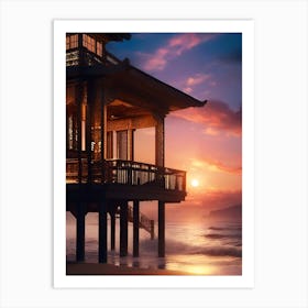 Chinese House At Sunset Art Print