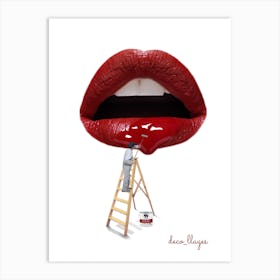 Bouche rouge à lèvres Art Print