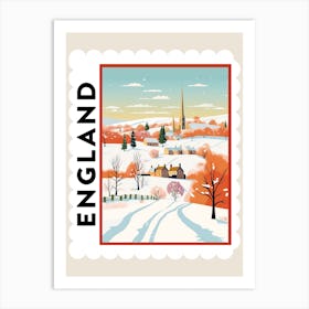Retro Winter Stamp Poster Cotswolds United Kingdom 1 Art Print